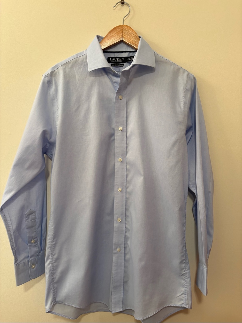 Ralph Lauren Light Blue Men's Slim Fit Stretch Non Iron Dress Shirt 15 1/2 32/33